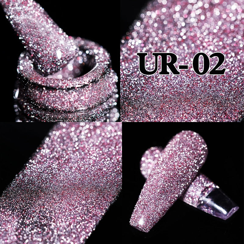 Sparkling Gel Nail Polish Reflective Glitter Semi Permanent Need Base Top Coat 7.5ml