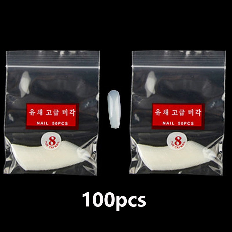 100-500pcs False Ballerina Natural Look Nails