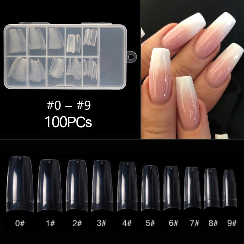 100-500pcs False Ballerina Natural Look Nails