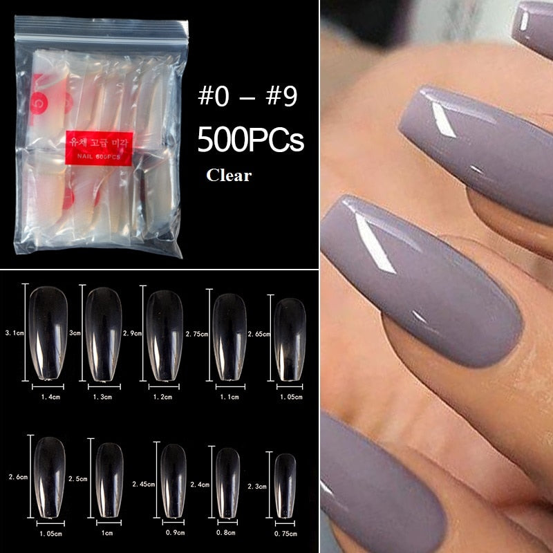 100-500pcs False Ballerina Natural Look Nails