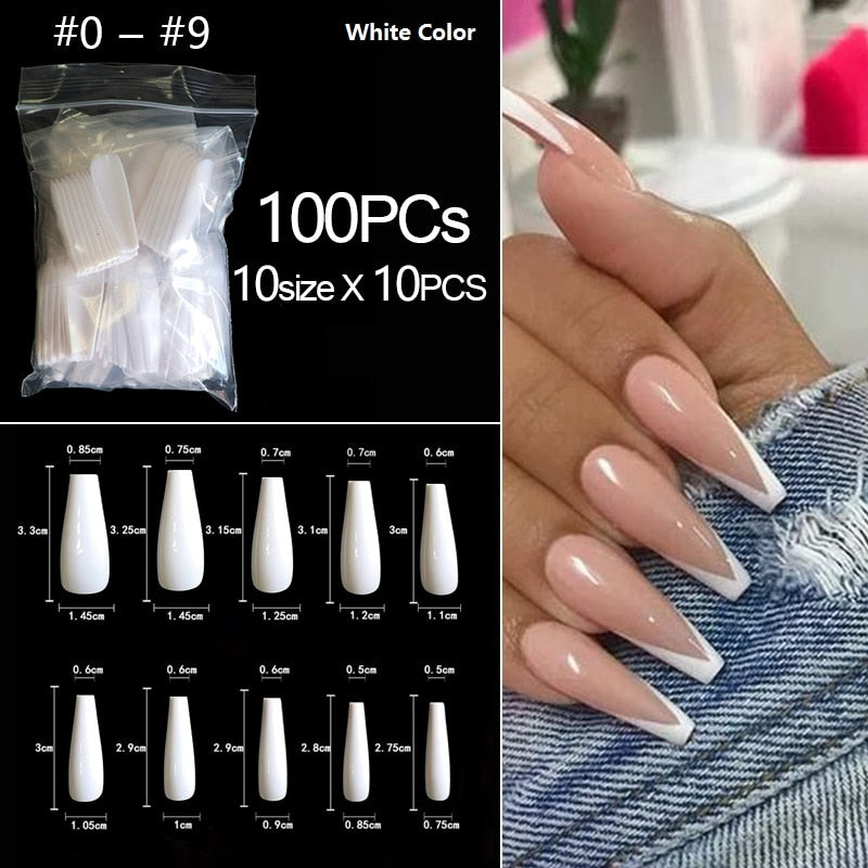 100-500pcs False Ballerina Natural Look Nails