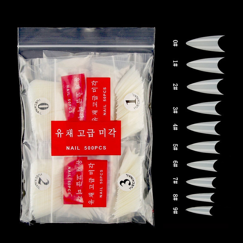 100-500pcs False Ballerina Natural Look Nails
