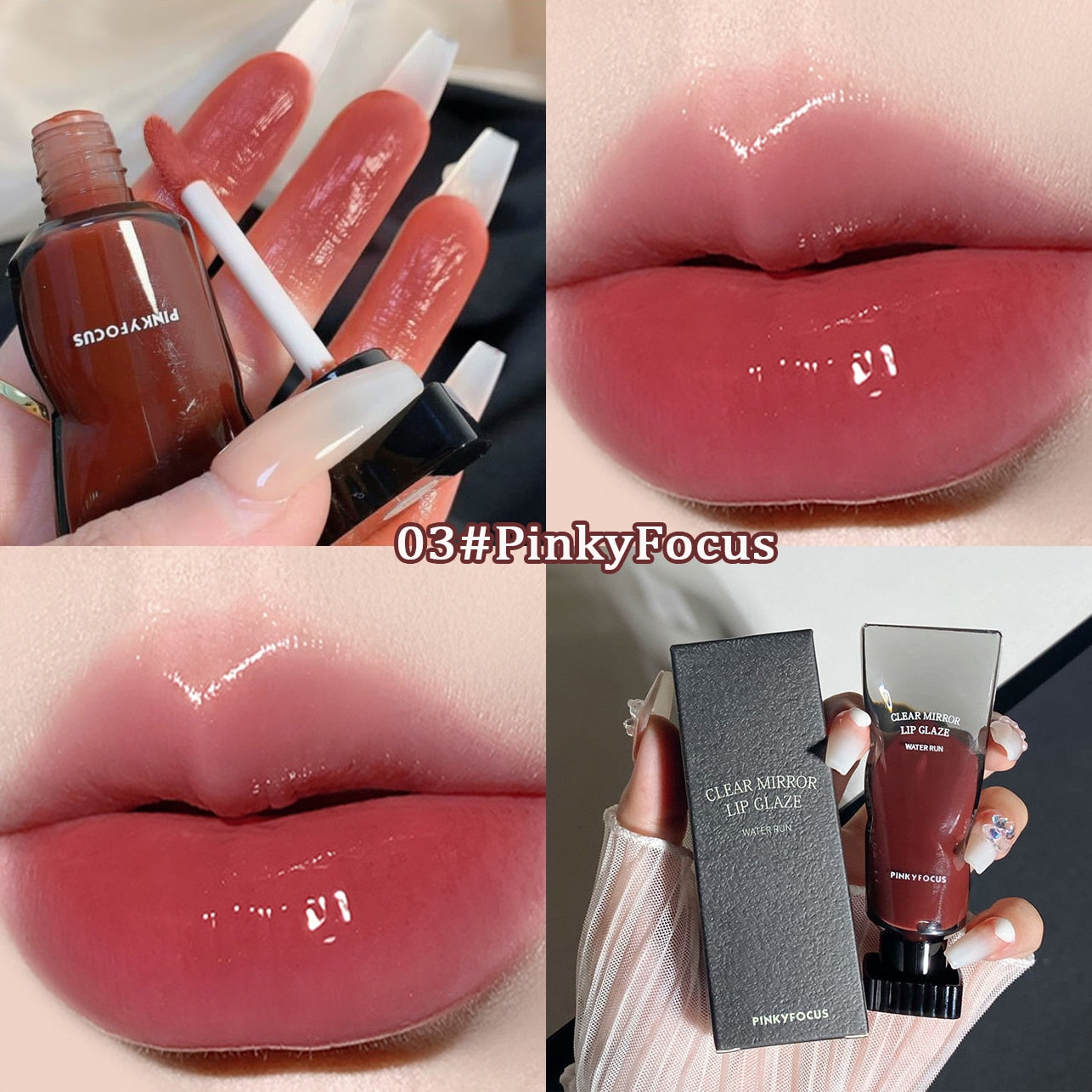 Water Lip Glaze High Gloss Moisturizing Sexy Red Lip Tint - LONGLASTING