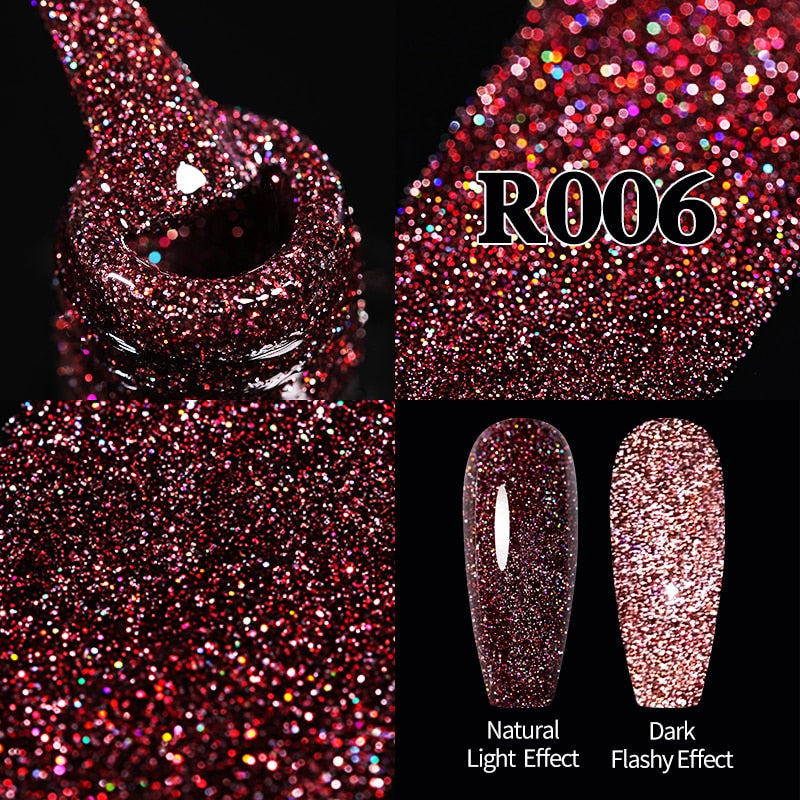 Sparkling Gel Nail Polish Reflective Glitter Semi Permanent Need Base Top Coat 7.5ml