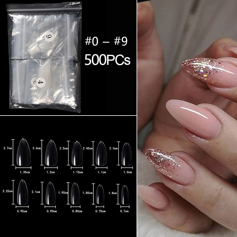 100-500pcs False Ballerina Natural Look Nails
