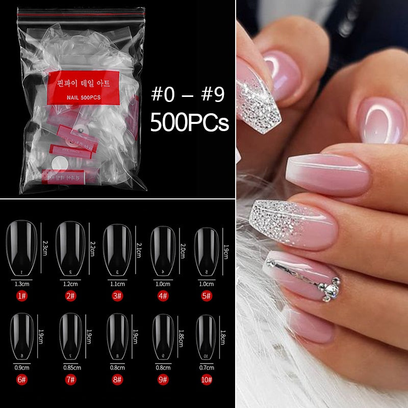 100-500pcs False Ballerina Natural Look Nails