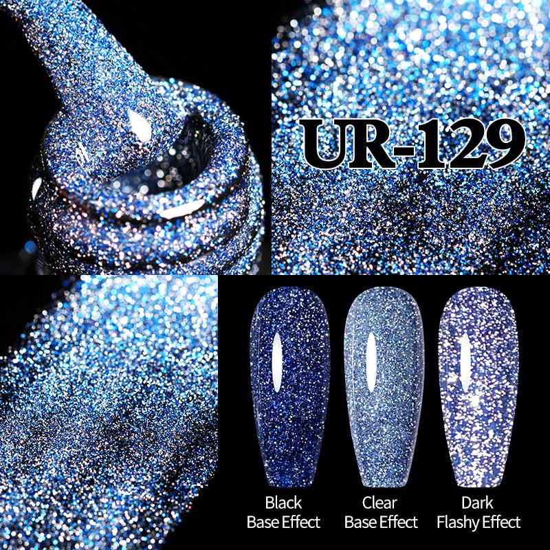 Sparkling Gel Nail Polish Reflective Glitter Semi Permanent Need Base Top Coat 7.5ml