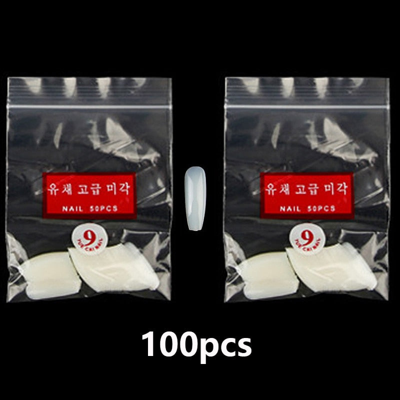 100-500pcs False Ballerina Natural Look Nails