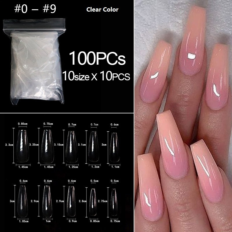 100-500pcs False Ballerina Natural Look Nails