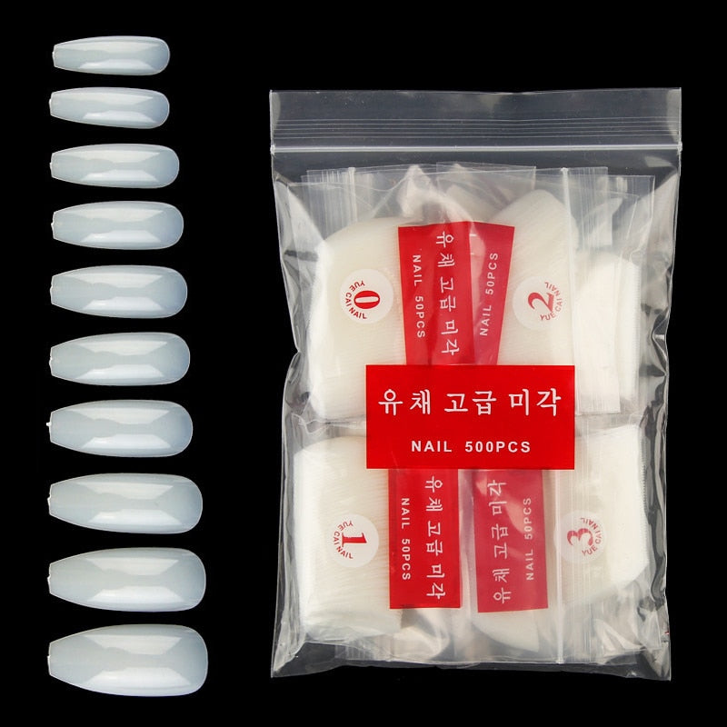 100-500pcs False Ballerina Natural Look Nails