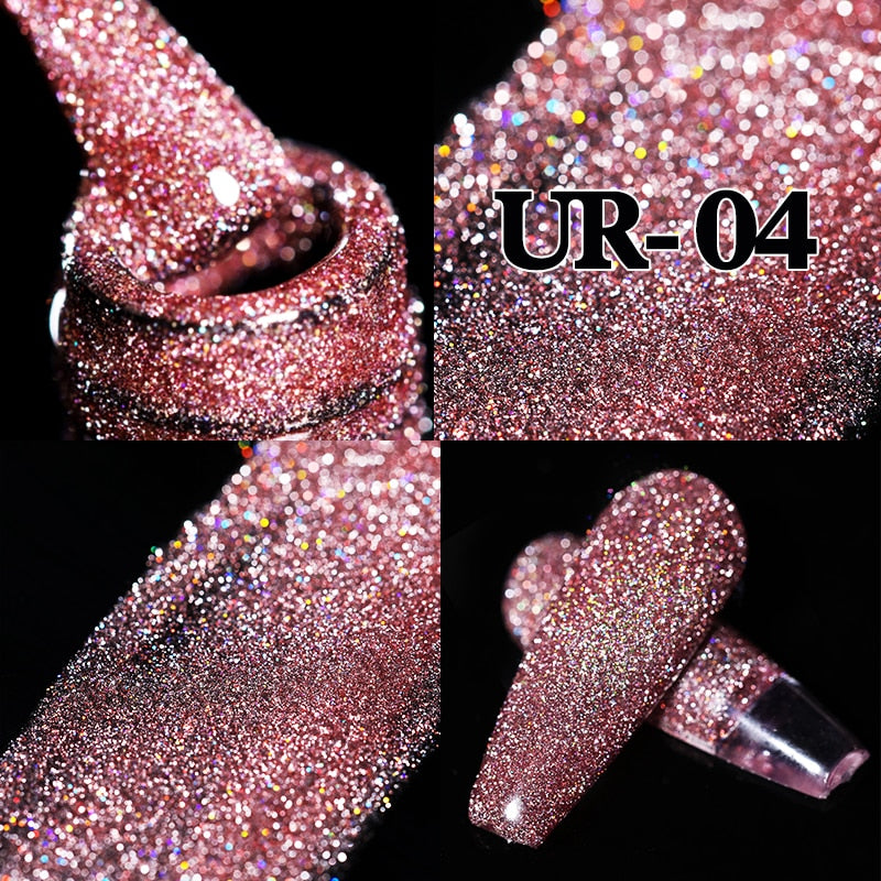 Sparkling Gel Nail Polish Reflective Glitter Semi Permanent Need Base Top Coat 7.5ml