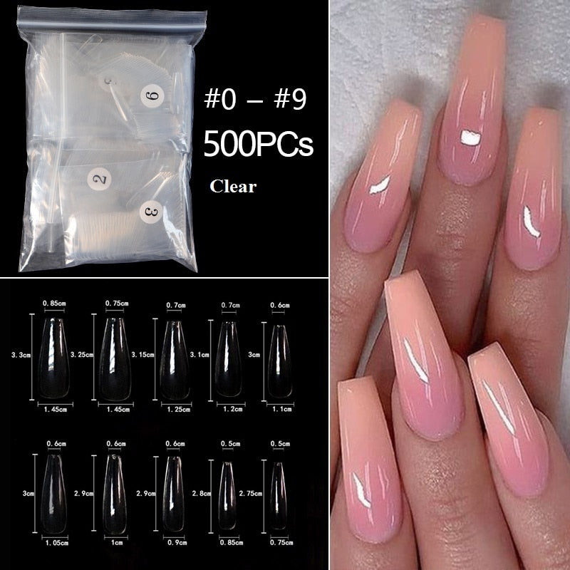 100-500pcs False Ballerina Natural Look Nails