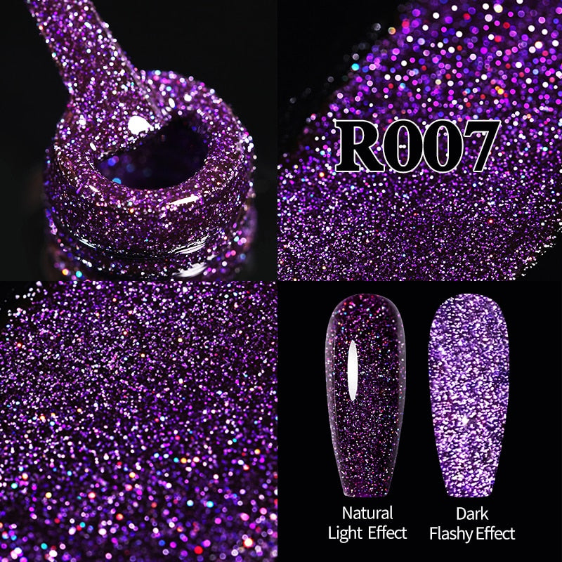 Sparkling Gel Nail Polish Reflective Glitter Semi Permanent Need Base Top Coat 7.5ml