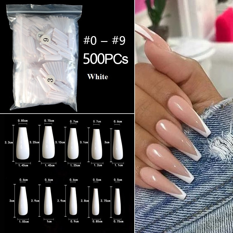 100-500pcs False Ballerina Natural Look Nails