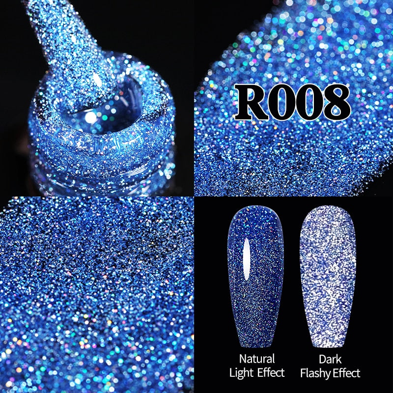 Sparkling Gel Nail Polish Reflective Glitter Semi Permanent Need Base Top Coat 7.5ml