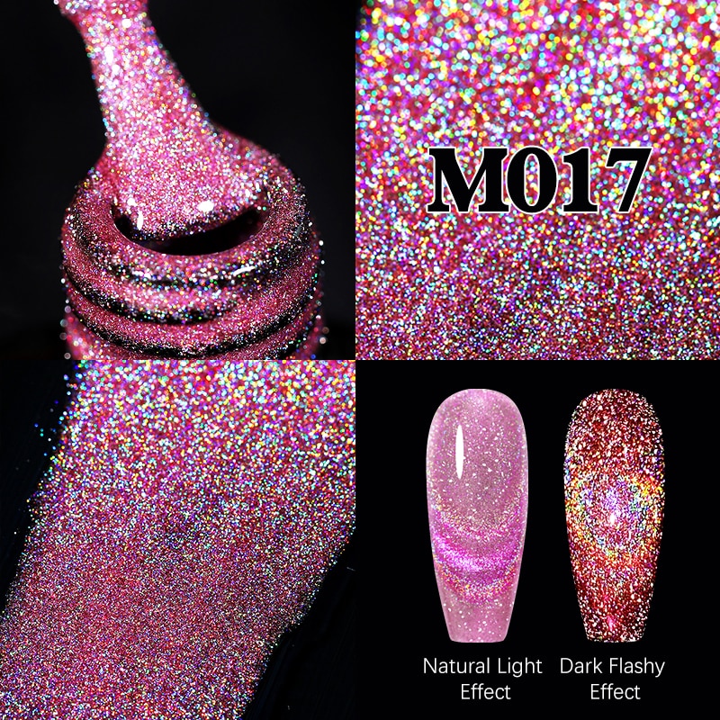 Sparkling Gel Nail Polish Reflective Glitter Semi Permanent Need Base Top Coat 7.5ml