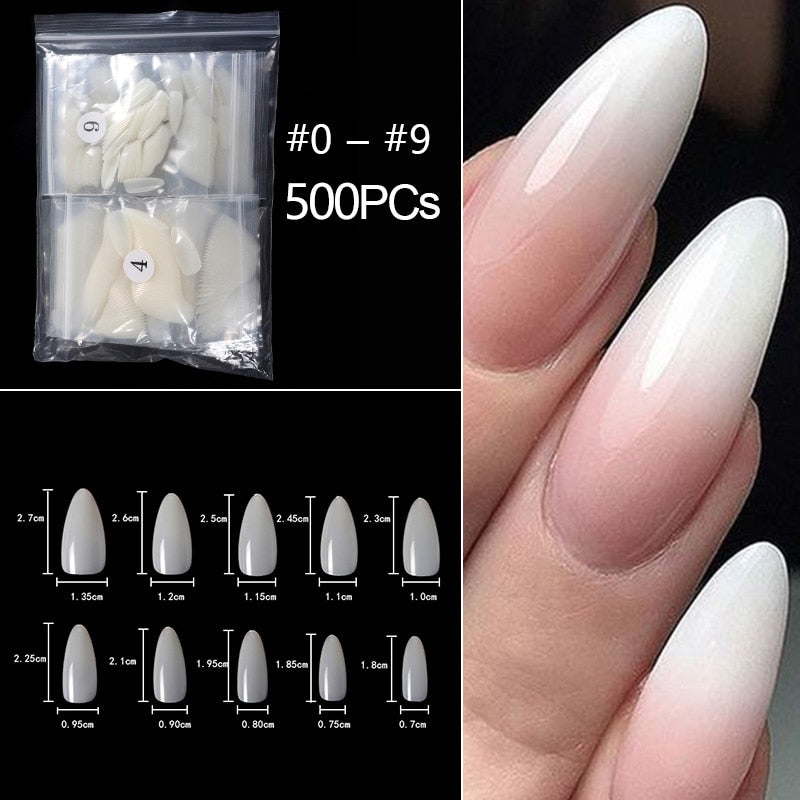 100-500pcs False Ballerina Natural Look Nails