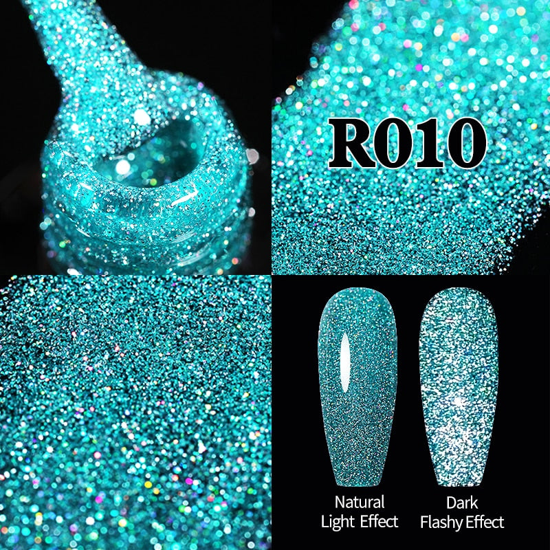 Sparkling Gel Nail Polish Reflective Glitter Semi Permanent Need Base Top Coat 7.5ml
