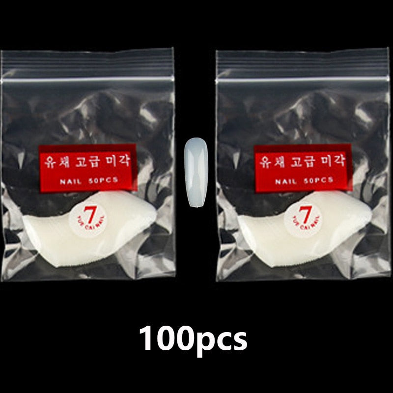 100-500pcs False Ballerina Natural Look Nails