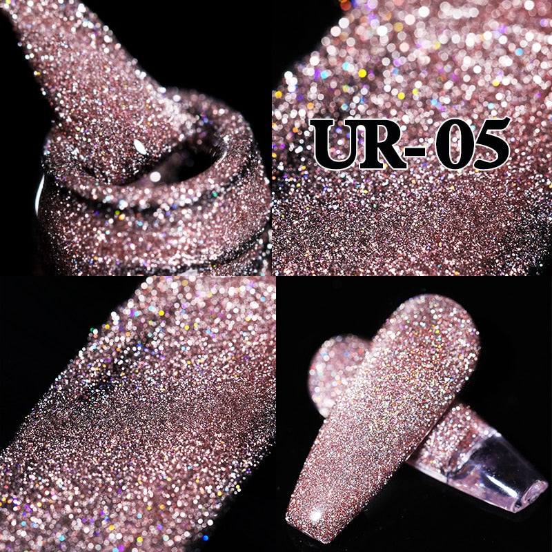 Sparkling Gel Nail Polish Reflective Glitter Semi Permanent Need Base Top Coat 7.5ml