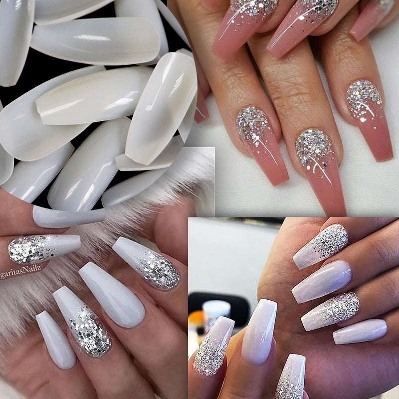 100-500pcs False Ballerina Natural Look Nails