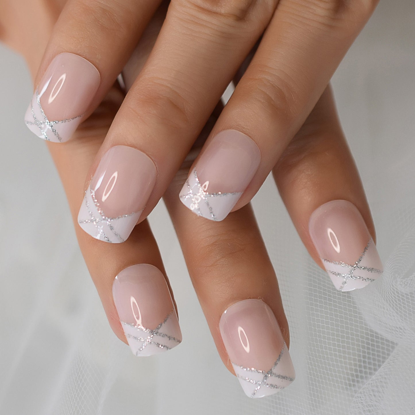 Salon Acrylic Press On French Nails Short Length