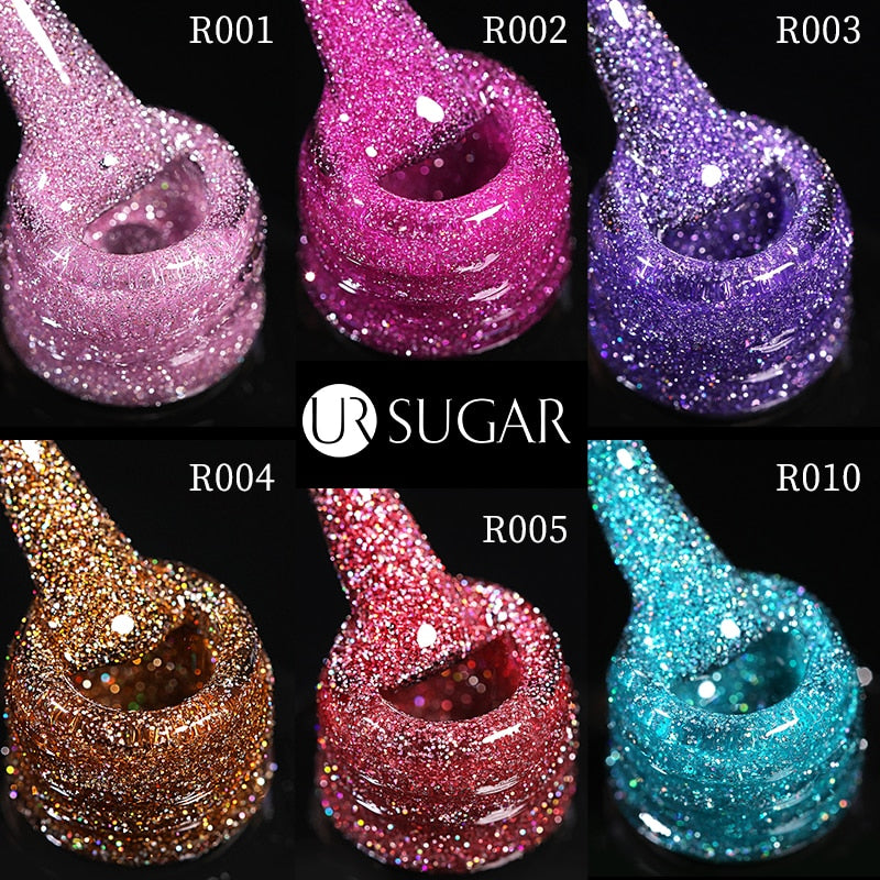 Sparkling Gel Nail Polish Reflective Glitter Semi Permanent Need Base Top Coat 7.5ml