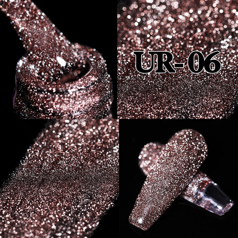 Sparkling Gel Nail Polish Reflective Glitter Semi Permanent Need Base Top Coat 7.5ml