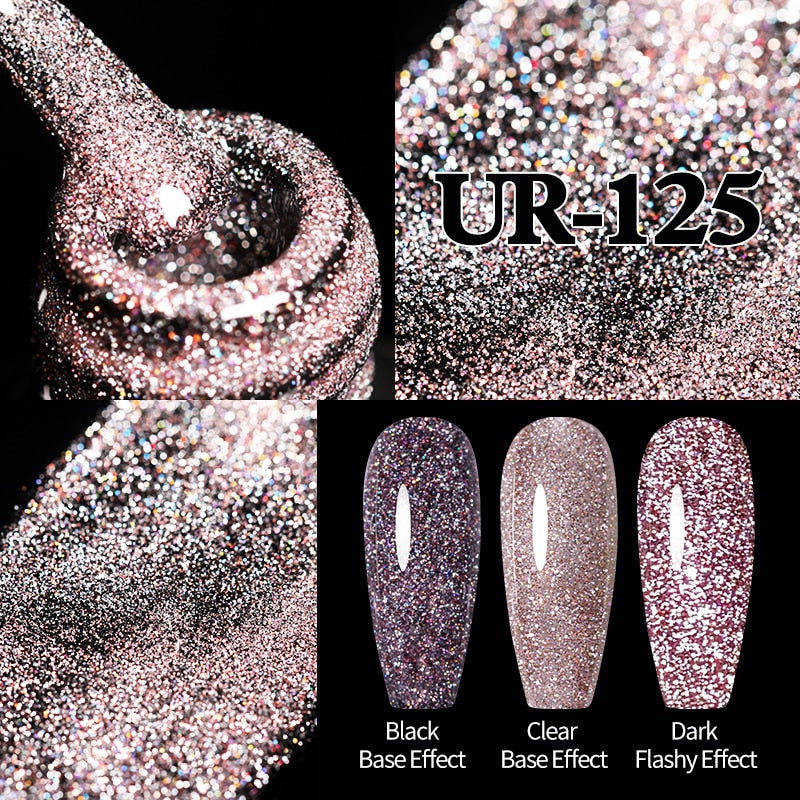 Sparkling Gel Nail Polish Reflective Glitter Semi Permanent Need Base Top Coat 7.5ml