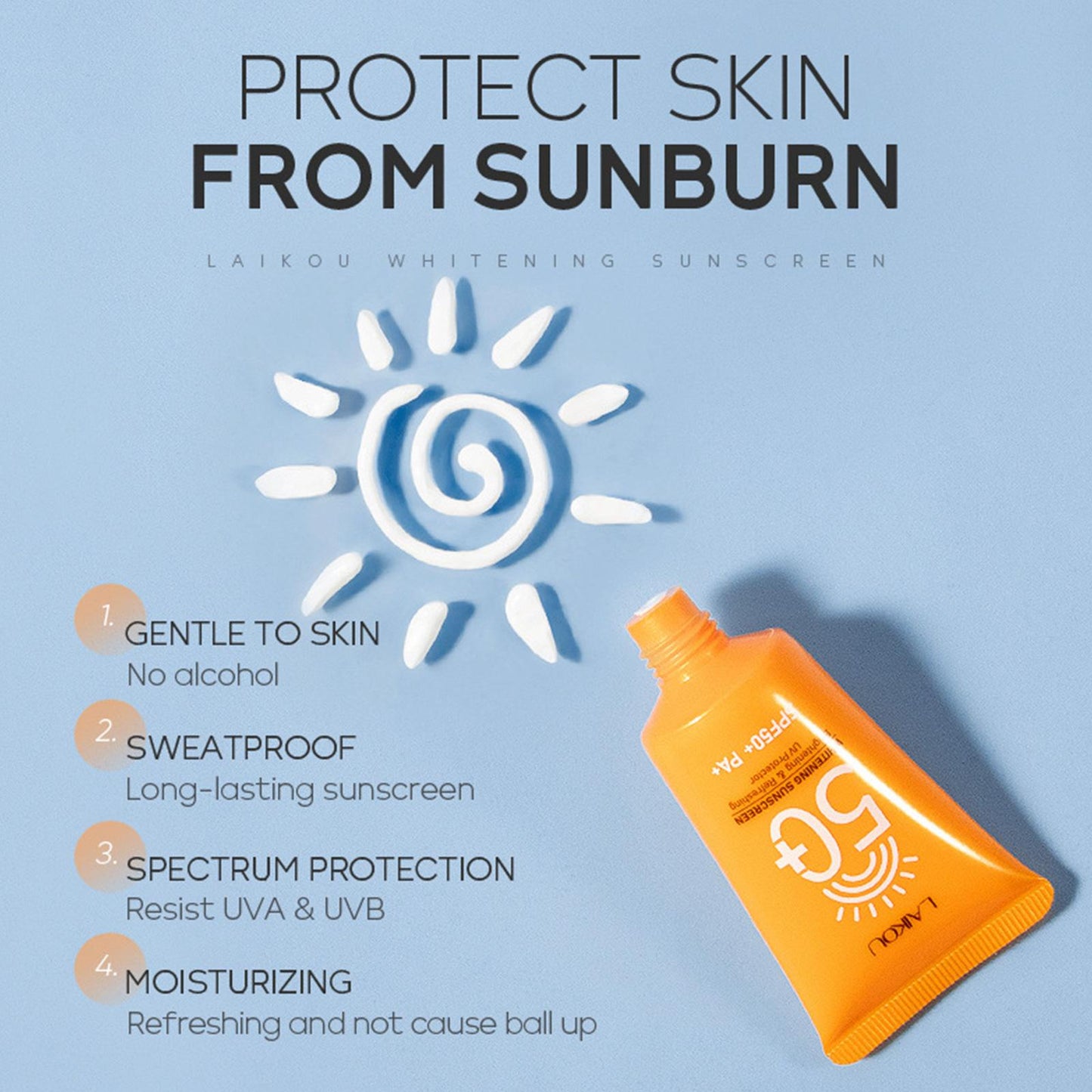 SPF 50+ Facial Body Whitening Sun Cream Anti Oxidant Anti-Aging