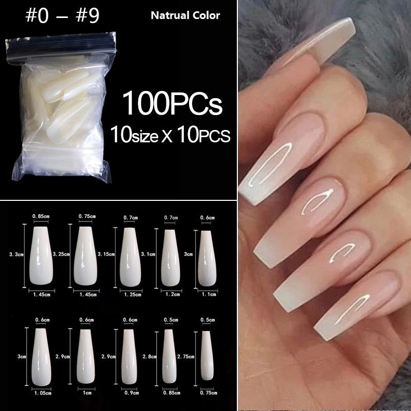 100-500pcs False Ballerina Natural Look Nails