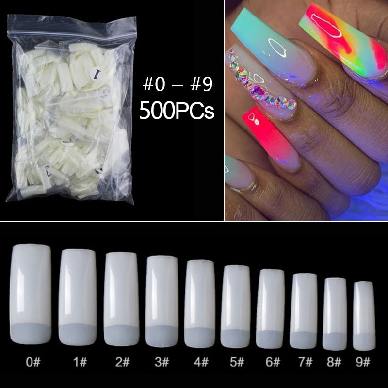 100-500pcs False Ballerina Natural Look Nails