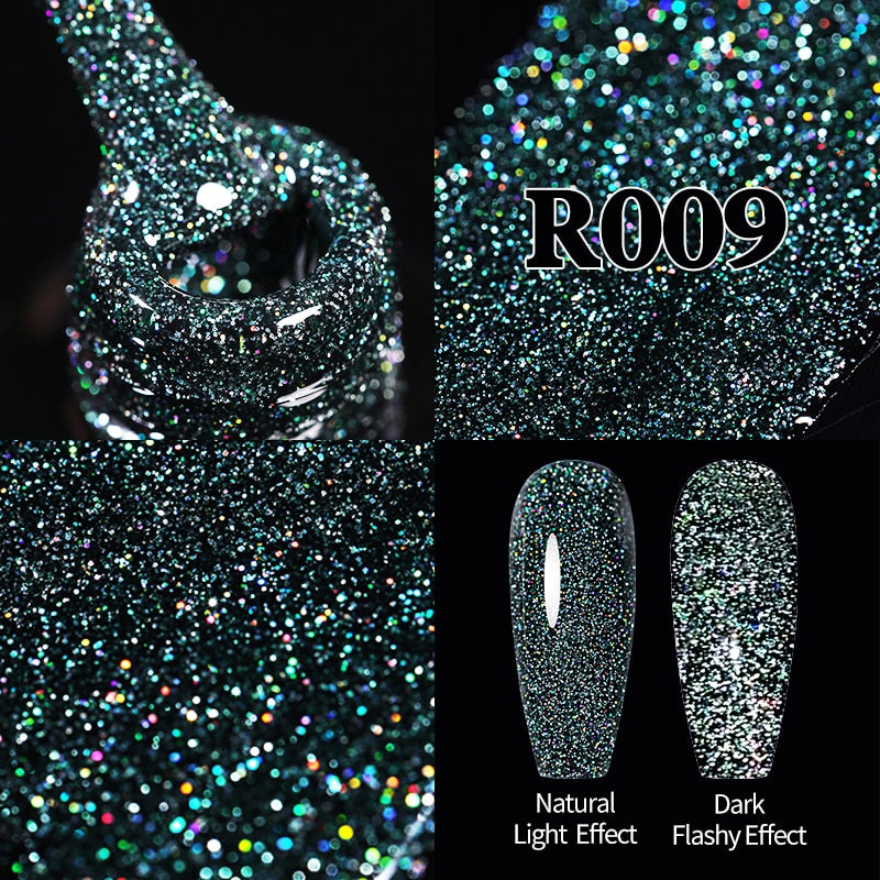 Sparkling Gel Nail Polish Reflective Glitter Semi Permanent Need Base Top Coat 7.5ml