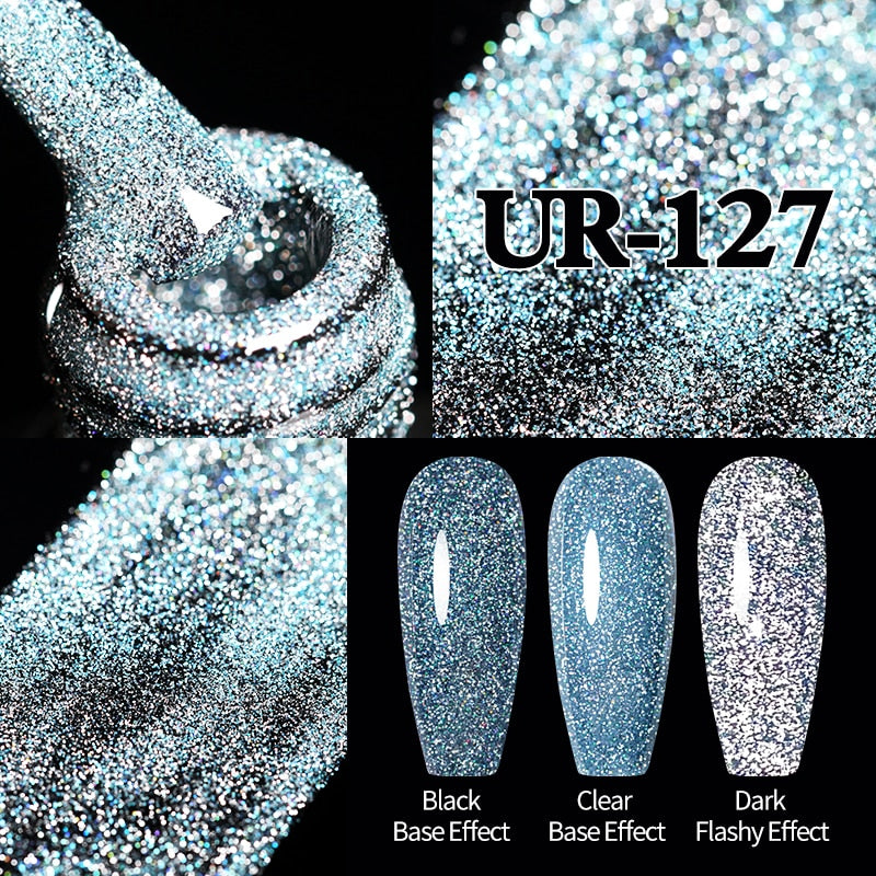 Sparkling Gel Nail Polish Reflective Glitter Semi Permanent Need Base Top Coat 7.5ml