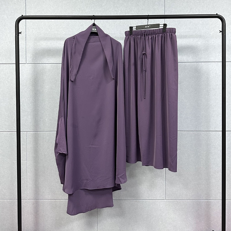 Jilbab 2 Piece Set Muslim Women Hijab Dress
