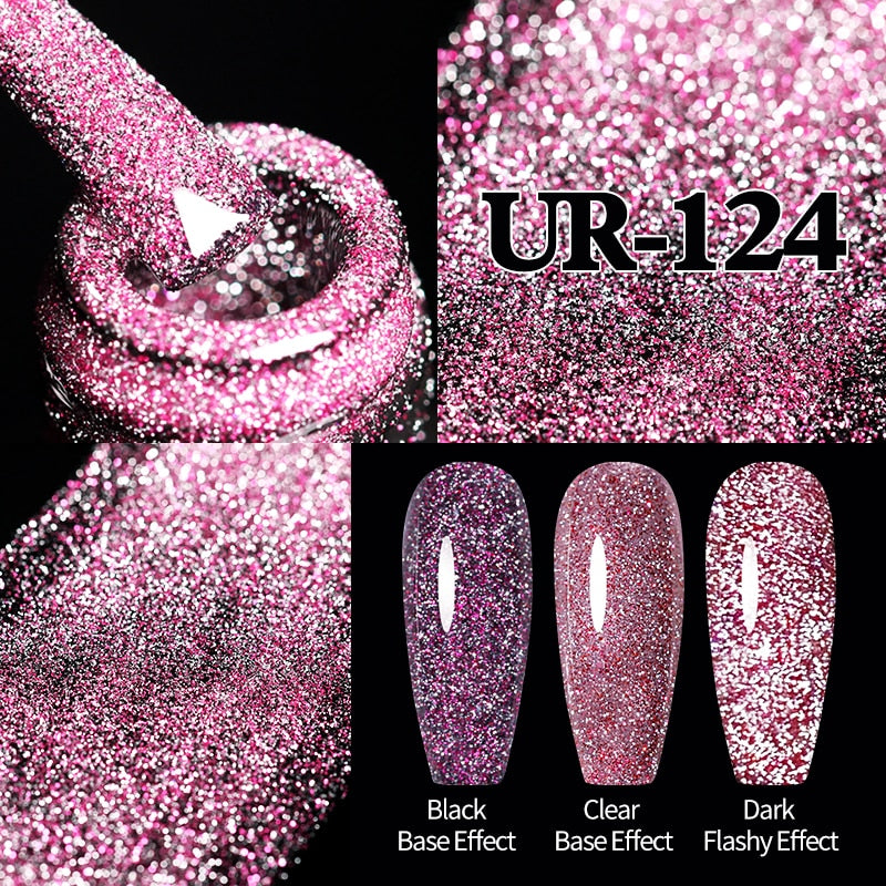 Sparkling Gel Nail Polish Reflective Glitter Semi Permanent Need Base Top Coat 7.5ml