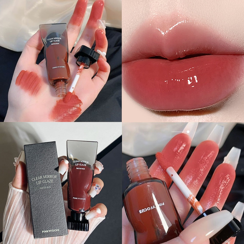 Water Lip Glaze High Gloss Moisturizing Sexy Red Lip Tint - LONGLASTING