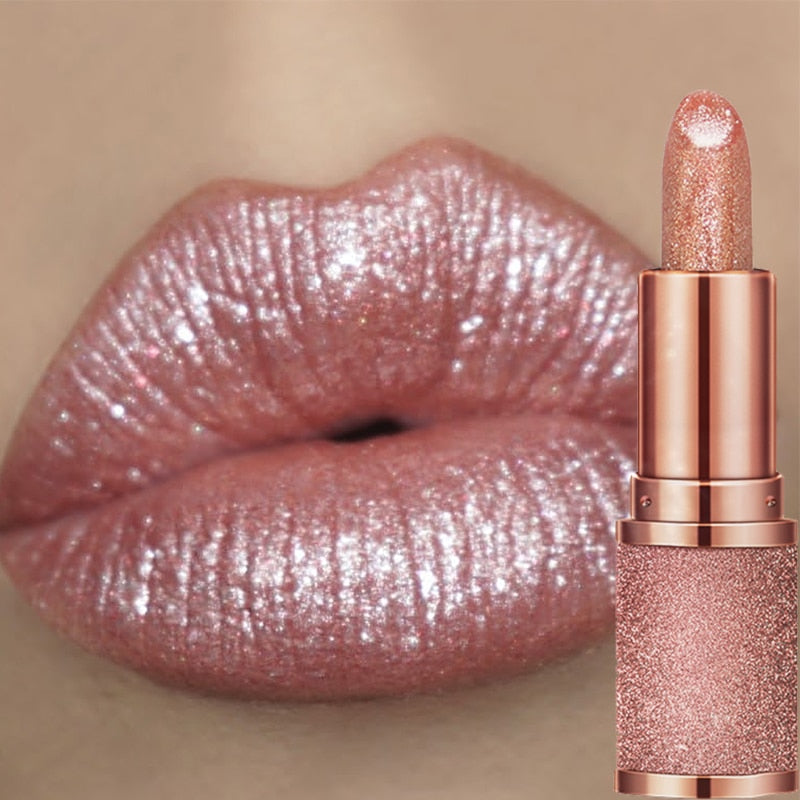 Color Changing Glitter Lipstick - Waterproof Long Lasting Matte Lip Tint Red Pink