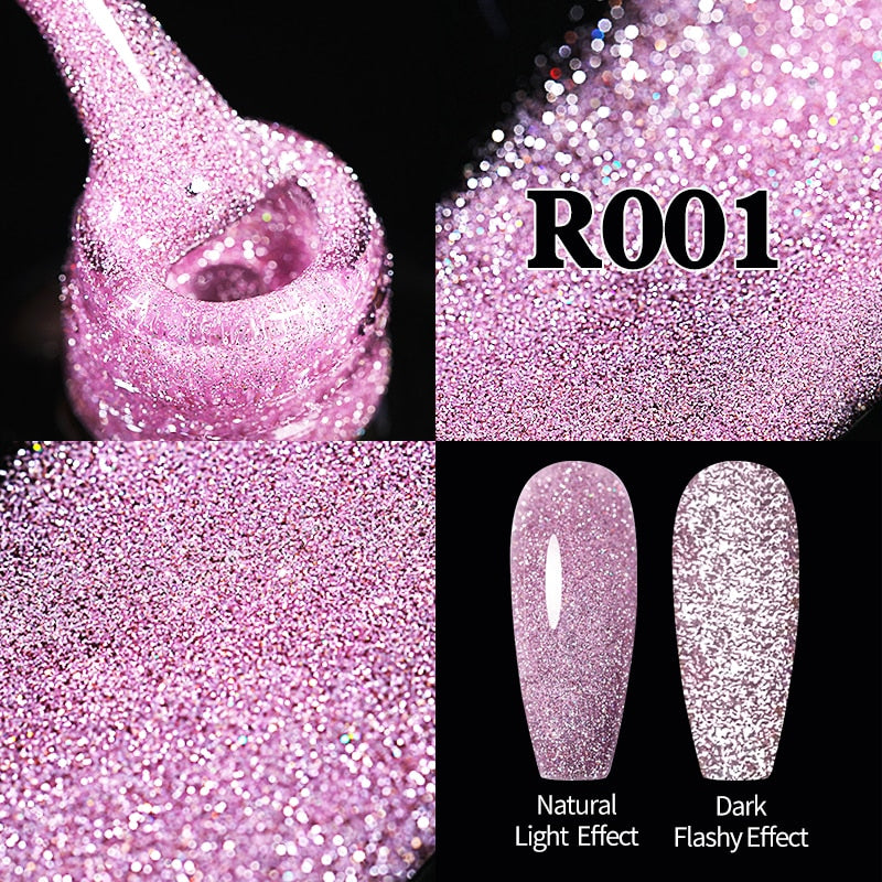 Sparkling Gel Nail Polish Reflective Glitter Semi Permanent Need Base Top Coat 7.5ml