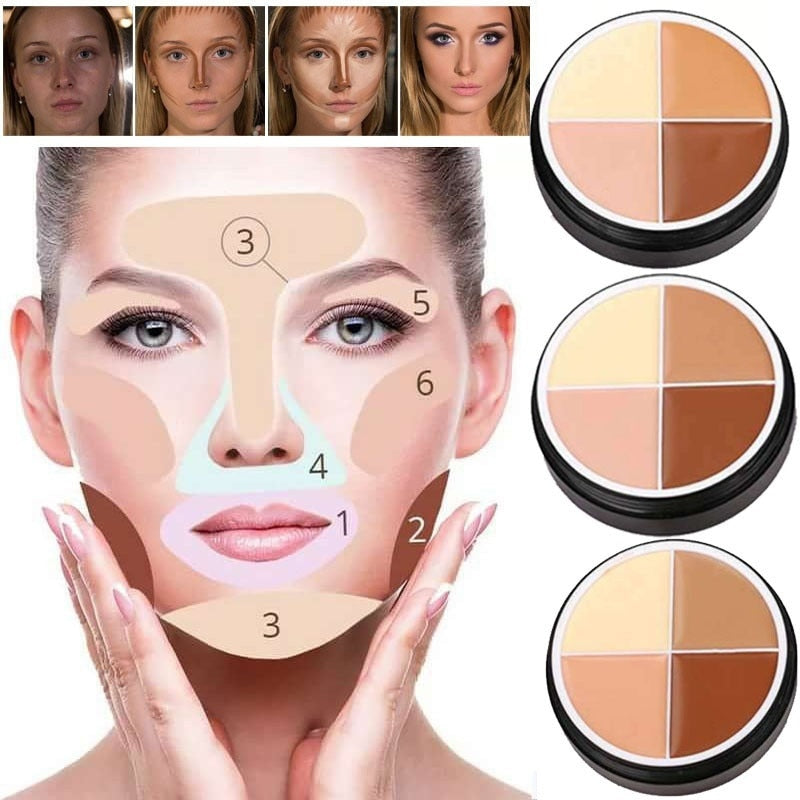 4 Colors Concealer Oil Control Full Cover Long-lasting Moisturizing Repairing Clear Smooth