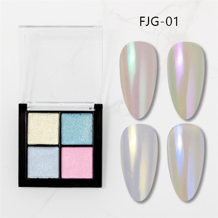 6 Colors Holographics Laser Aurora Solid Mirror Nail Glitter Powder