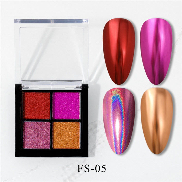 6 Colors Holographics Laser Aurora Solid Mirror Nail Glitter Powder