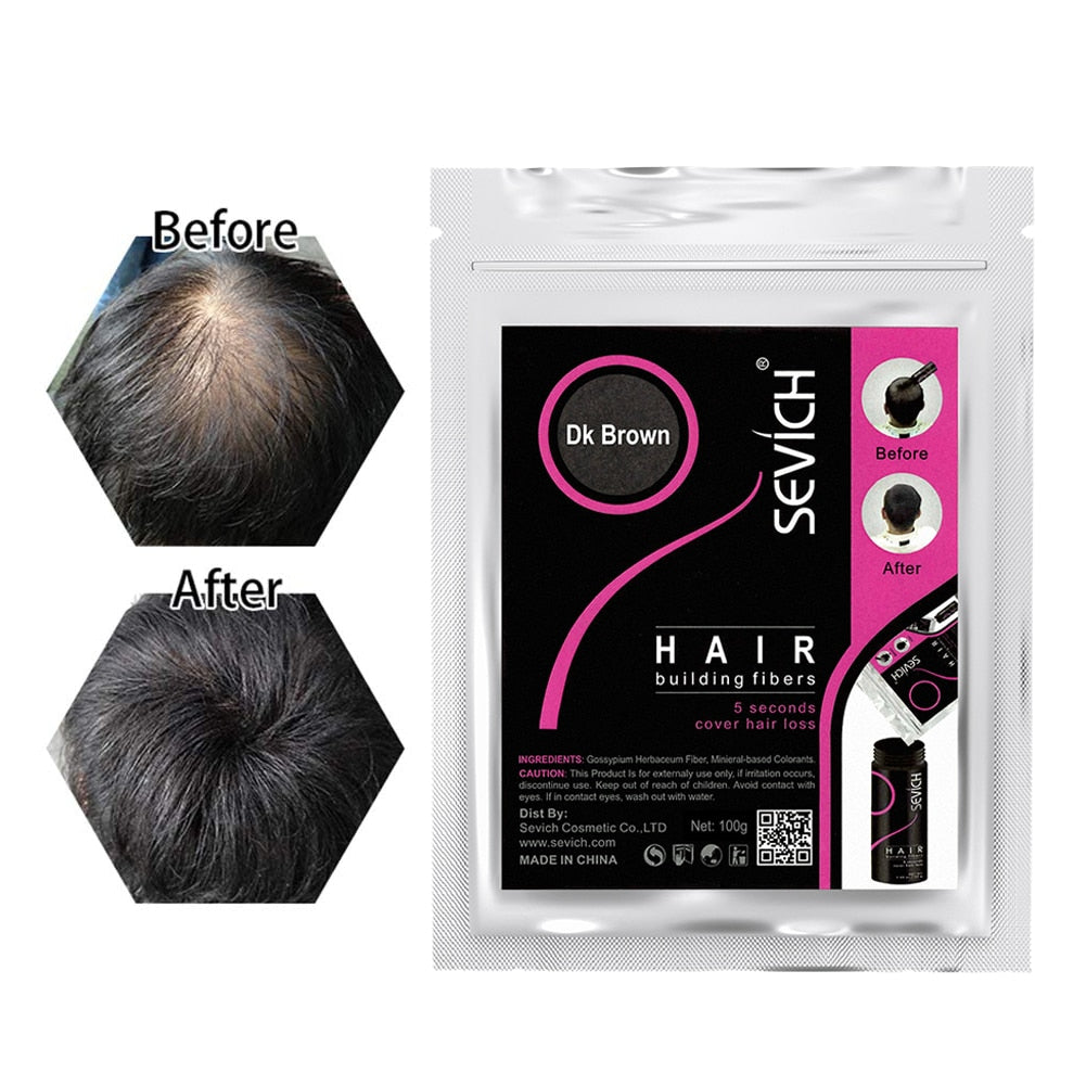 Sevich 100g Hair Fibers 10 Color Keratin Hair Building Fiber Powder Instant Hair Growth Fiber Refill 50g Hair Care Product