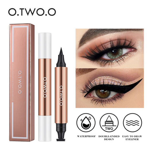 Stamp Black Liquid Eyeliner Pen Waterproof Fast Dry Double-ended