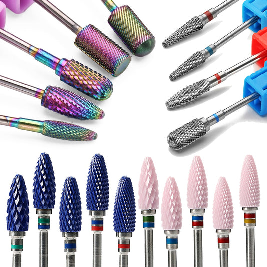 29 Types Nail Drill Bits For Electric Drill Manicure Machine Accessory Rainbow Tungsten Carbide Ceramic Milling Cutter Nail Files