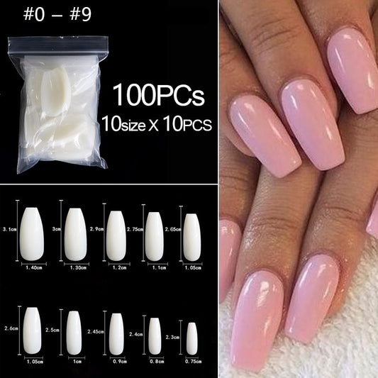 100-500pcs False Ballerina Natural Look Nails